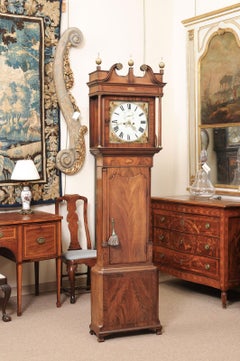 18th Century Scottish Mahogany Longcase Clock with Painted Face