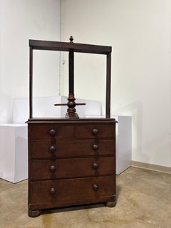 18th Century Scottish Walnut Linen Press with Screw Mechanism