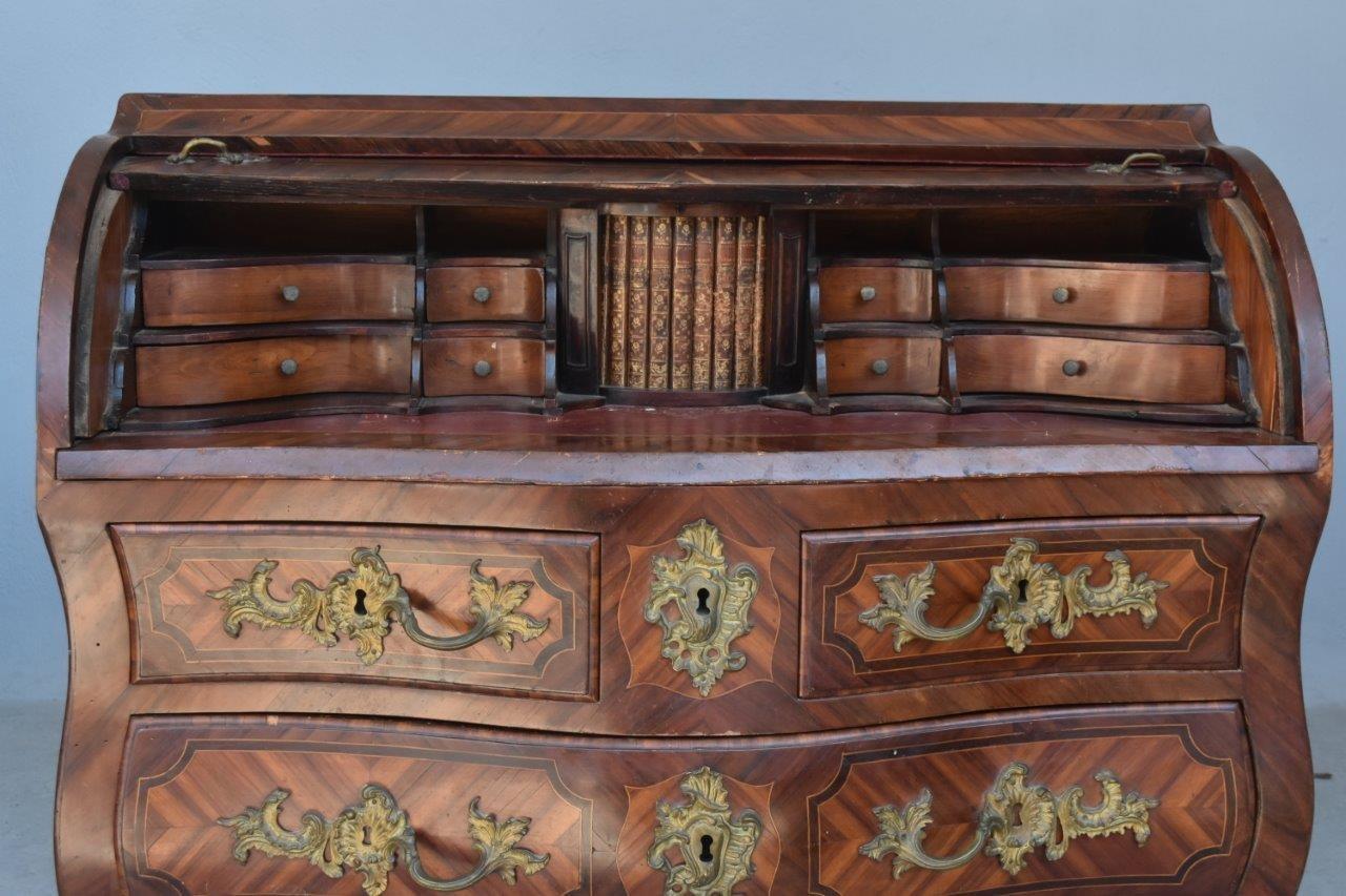 Louis XVI 18th Century Scriban Commode with Cylinder of Louis XV Period in Marquetry For Sale