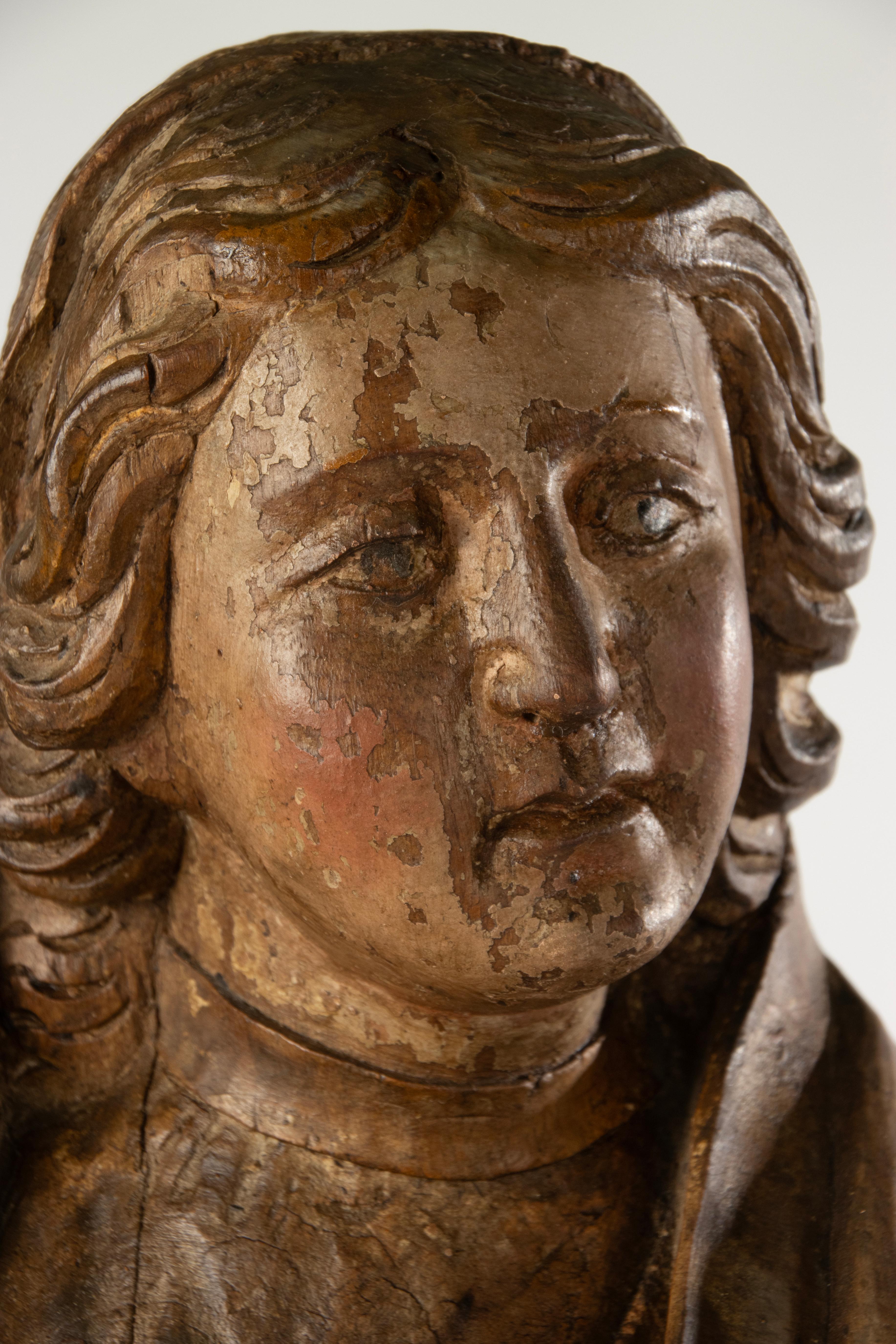 18th Century Sculpture - Saint Margaret - Chestnut Wood - Polychrome Remnants In Good Condition For Sale In Casteren, Noord-Brabant