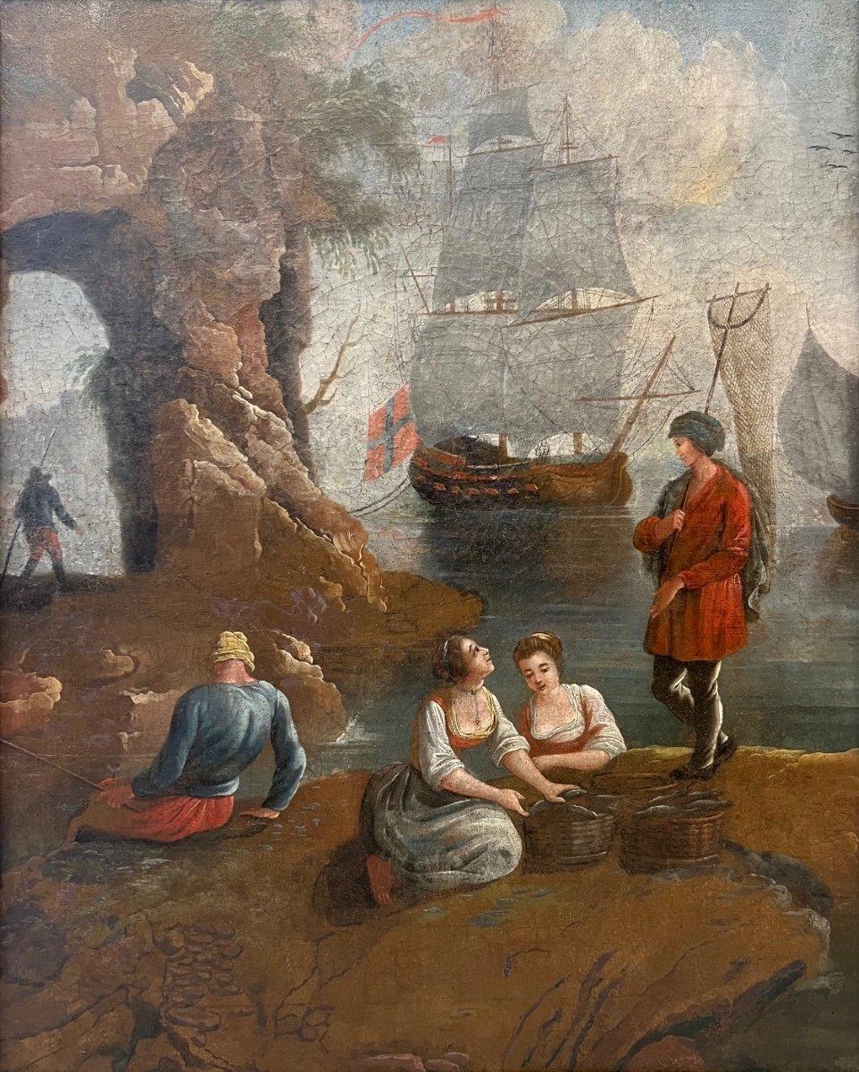 French 18th-Century Seascape Painting in the Style of Claude-Joseph Vernet For Sale