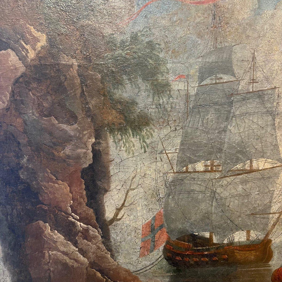 Wood 18th-Century Seascape Painting in the Style of Claude-Joseph Vernet For Sale