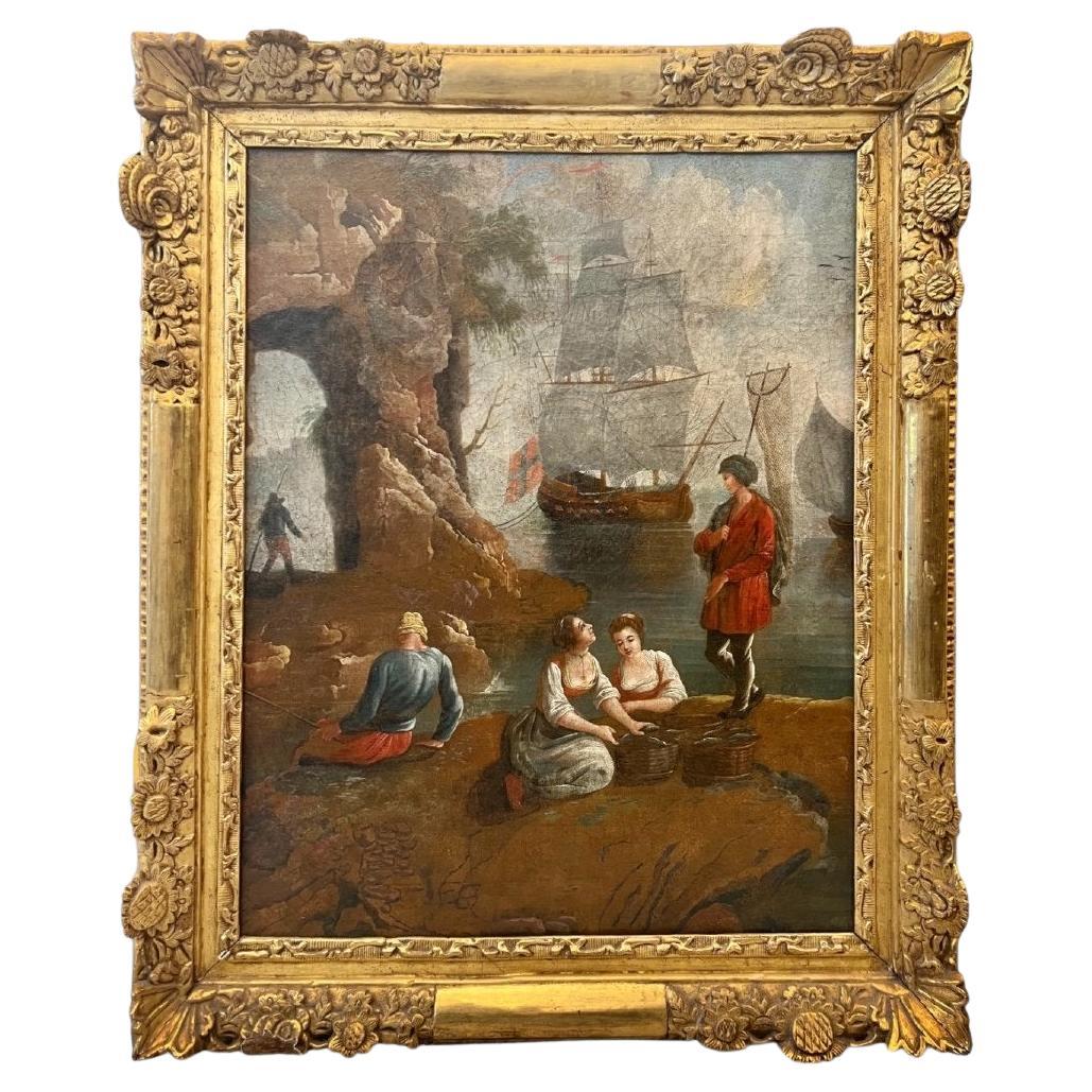 18th-Century Seascape Painting in the Style of Claude-Joseph Vernet For Sale