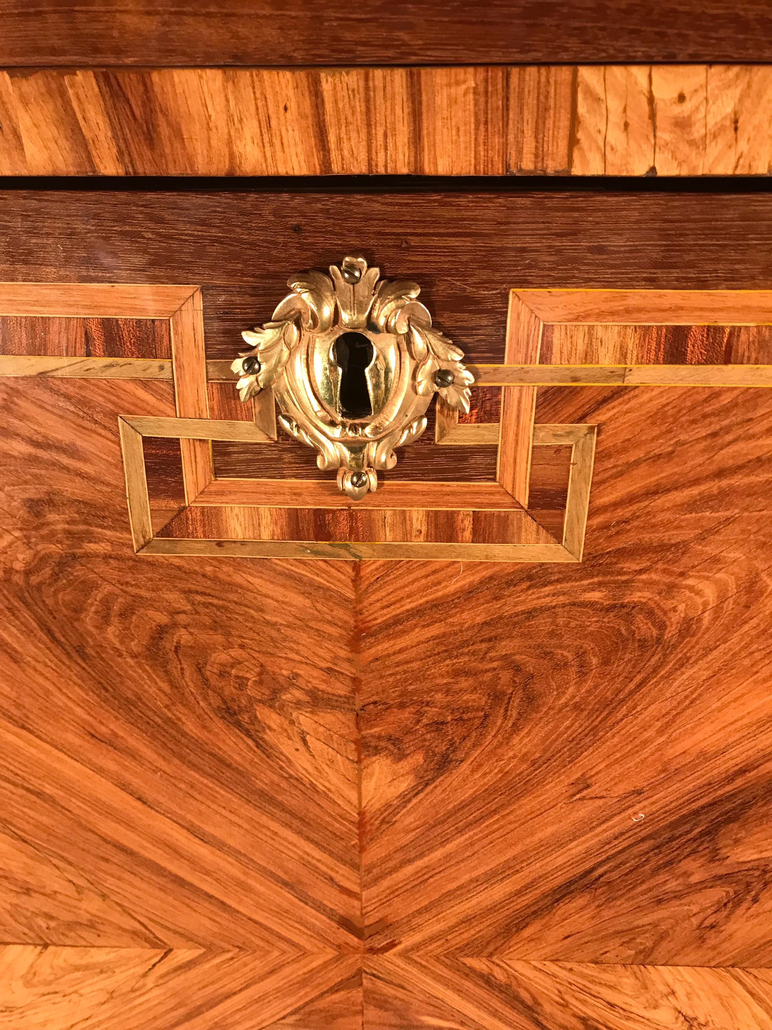 Veneer 18th Century Fall top Desk (Secretaire a Abattant) Paris 1780, with Signature