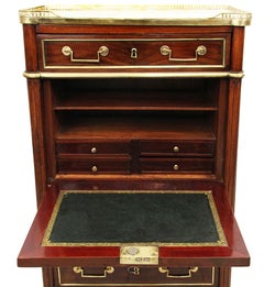 18th Century Secretaire Louis XVI Period in Mahogany and White Marble Top