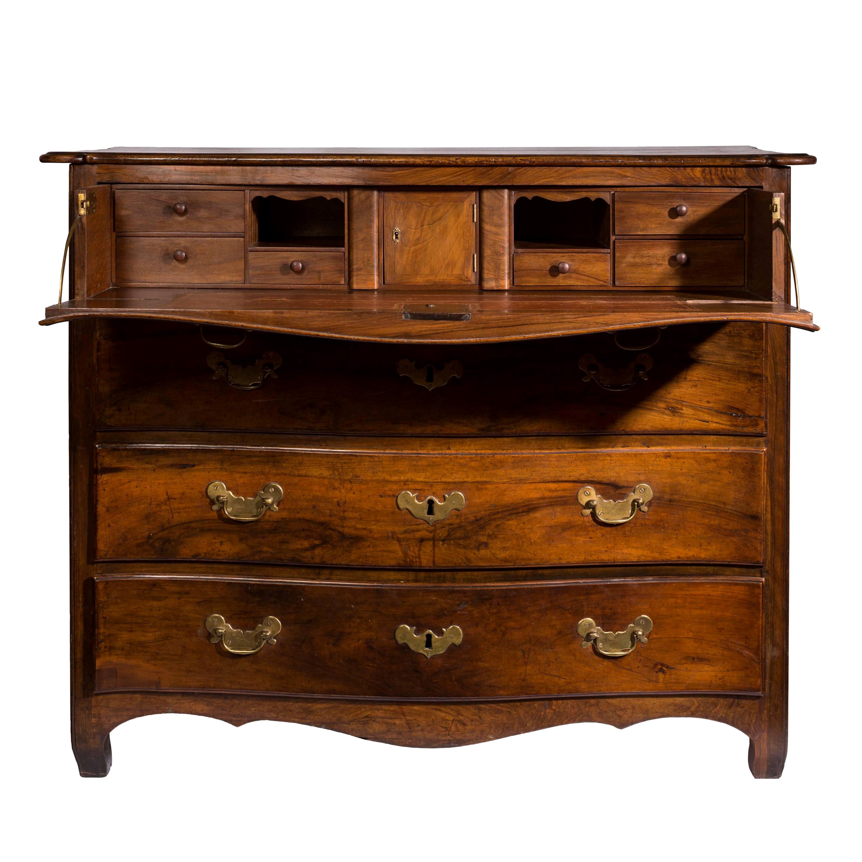 18th Century Serpentine Bow Front Butler's Desk or Bureau Desk