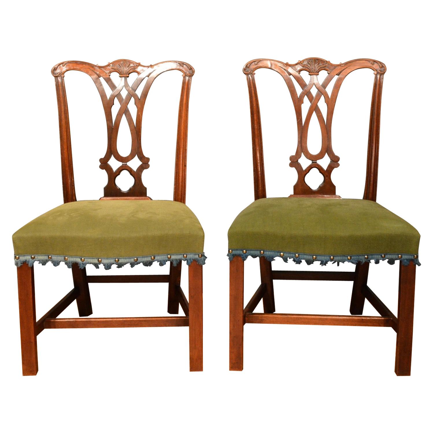 18th Century Set of 10 Mahogany Chippendale Dining Chairs For Sale