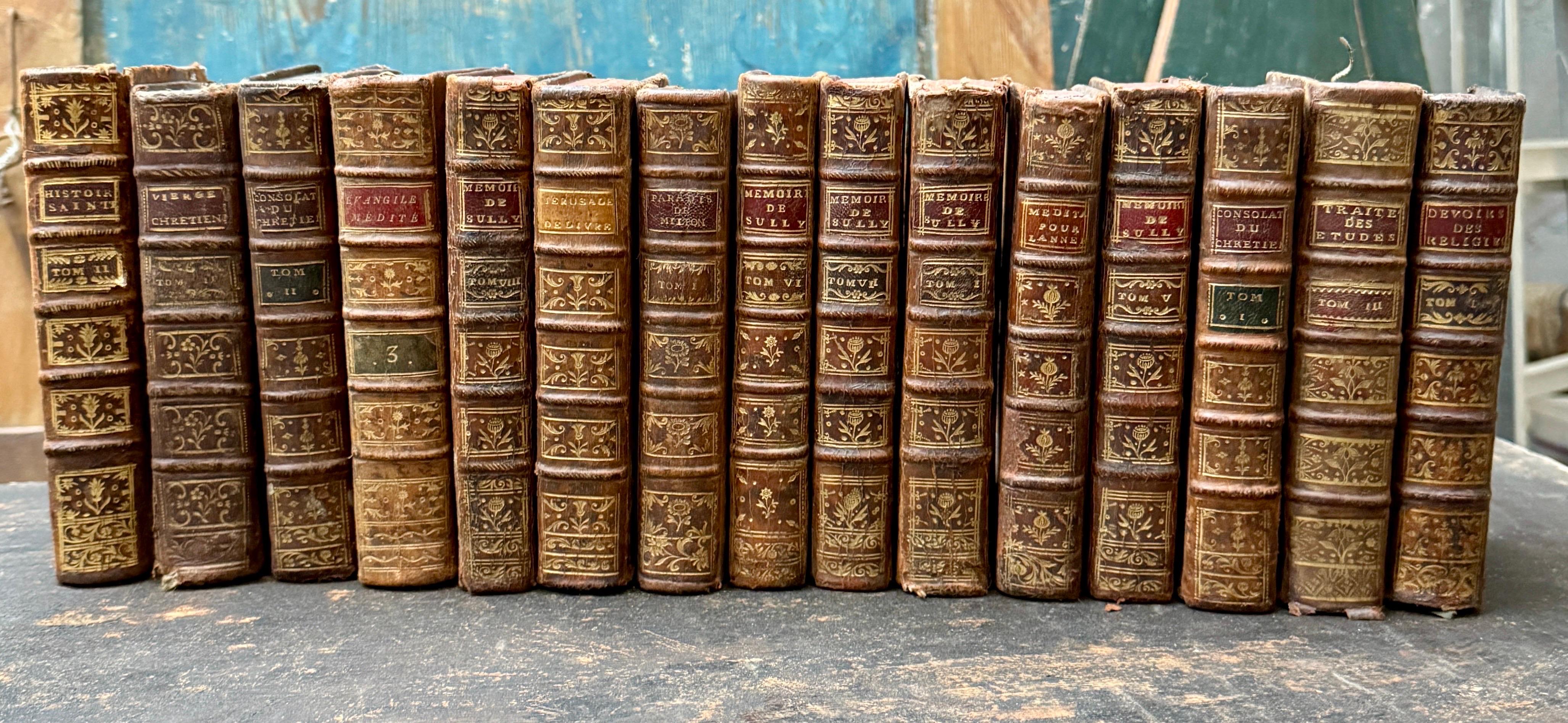 18th Century Set of 15 French Leather Bound Books en vente 3