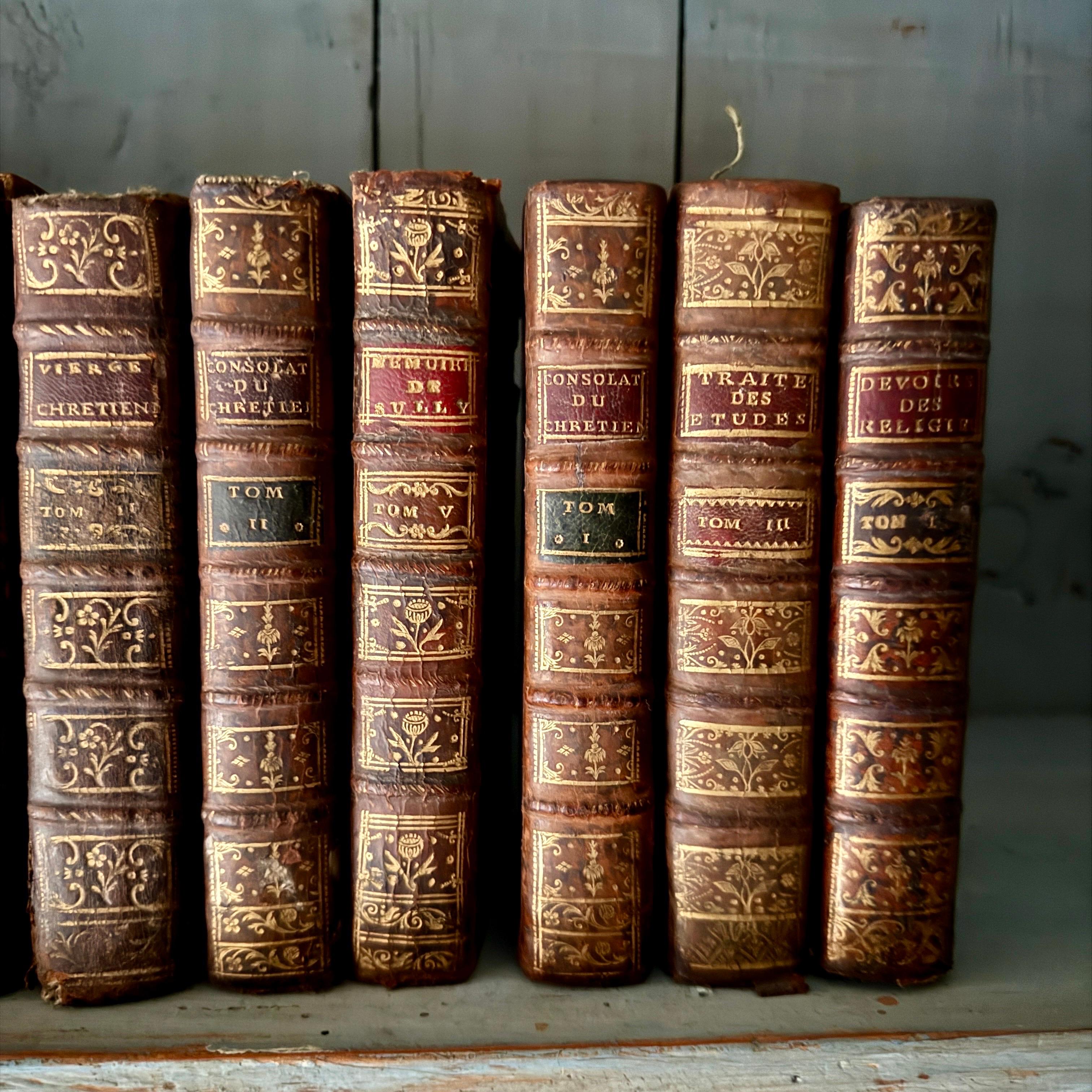 18th Century Set of 15 French Leather Bound Books en vente 1