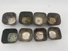 17th Century Set of 8 Chinese Lacquer Silver Cups with Mother of Pearls