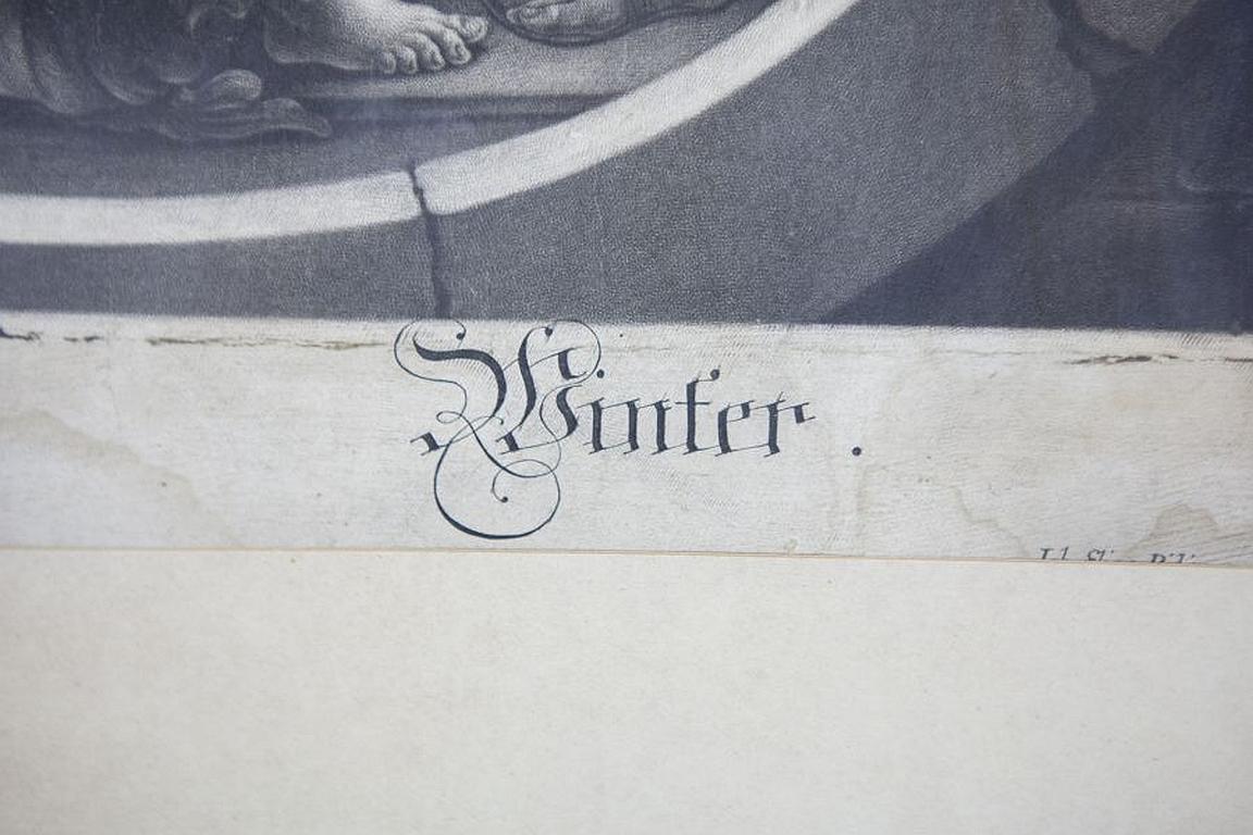 Set von Gravuren der Jahreszeiten aus dem 18. Jahrhundert, signiert von M. E. und J. Ridinger im Angebot 6
