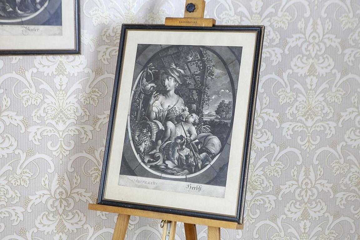 18th Century and Earlier 18th-Century Set of Engravings of Seasons Signed by M. E. and J. J. Ridinger For Sale