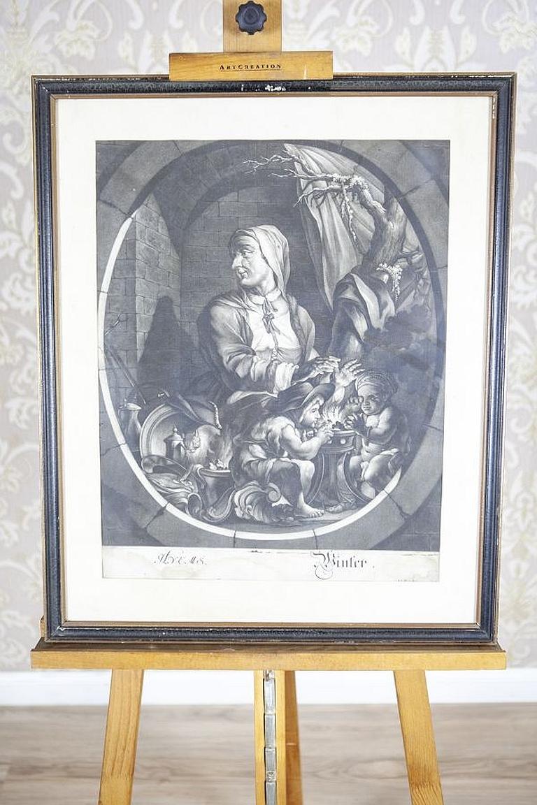 Set von Gravuren der Jahreszeiten aus dem 18. Jahrhundert, signiert von M. E. und J. Ridinger im Angebot 1