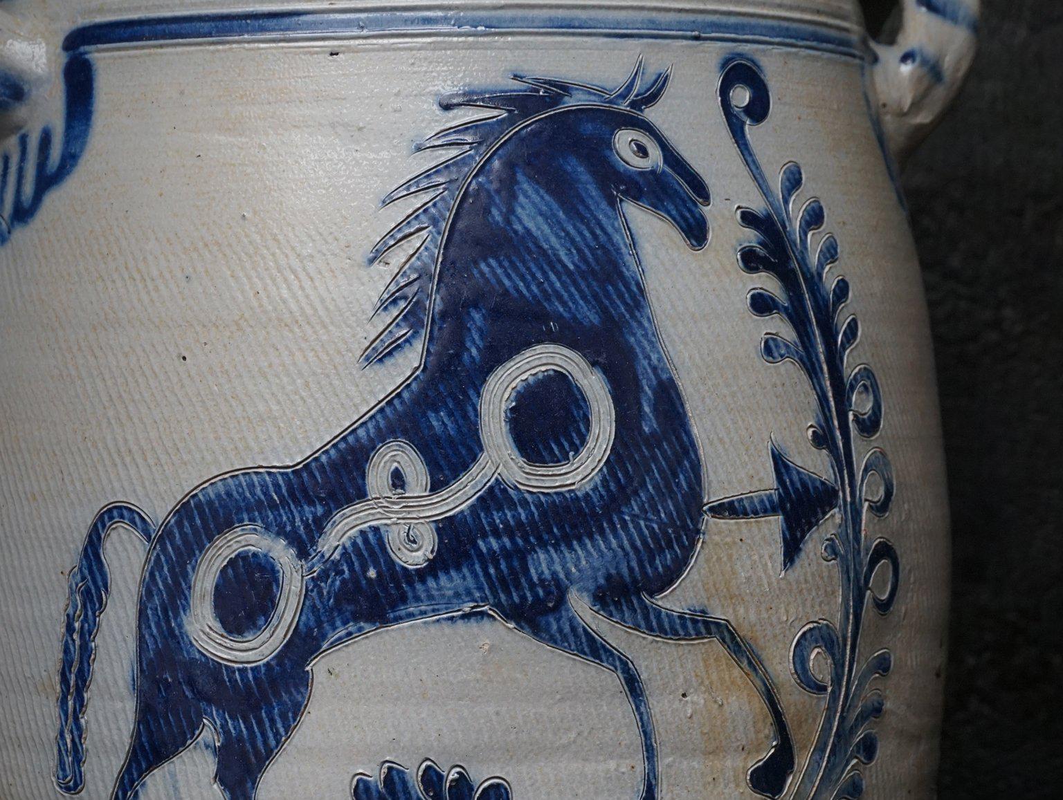 18th Century Set of Ritzdekor Westerwald Horse and Bird Pottery or Stoneware 6