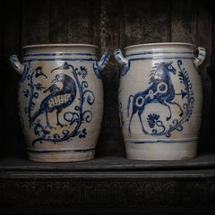 18th Century Set of Ritzdekor Westerwald Horse and Bird Pottery or Stoneware