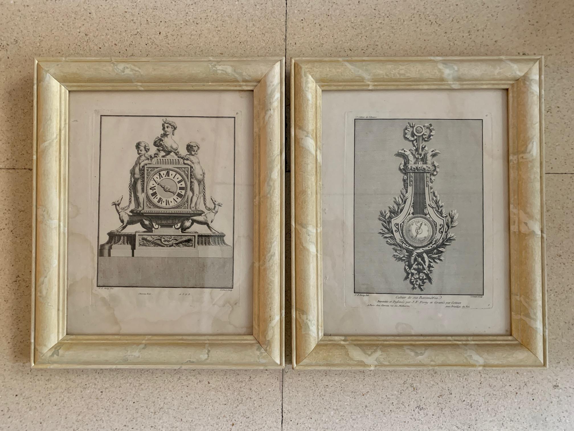 18th Century Set of Six Engraving Design for a Clock by J.F Forty For Sale 8
