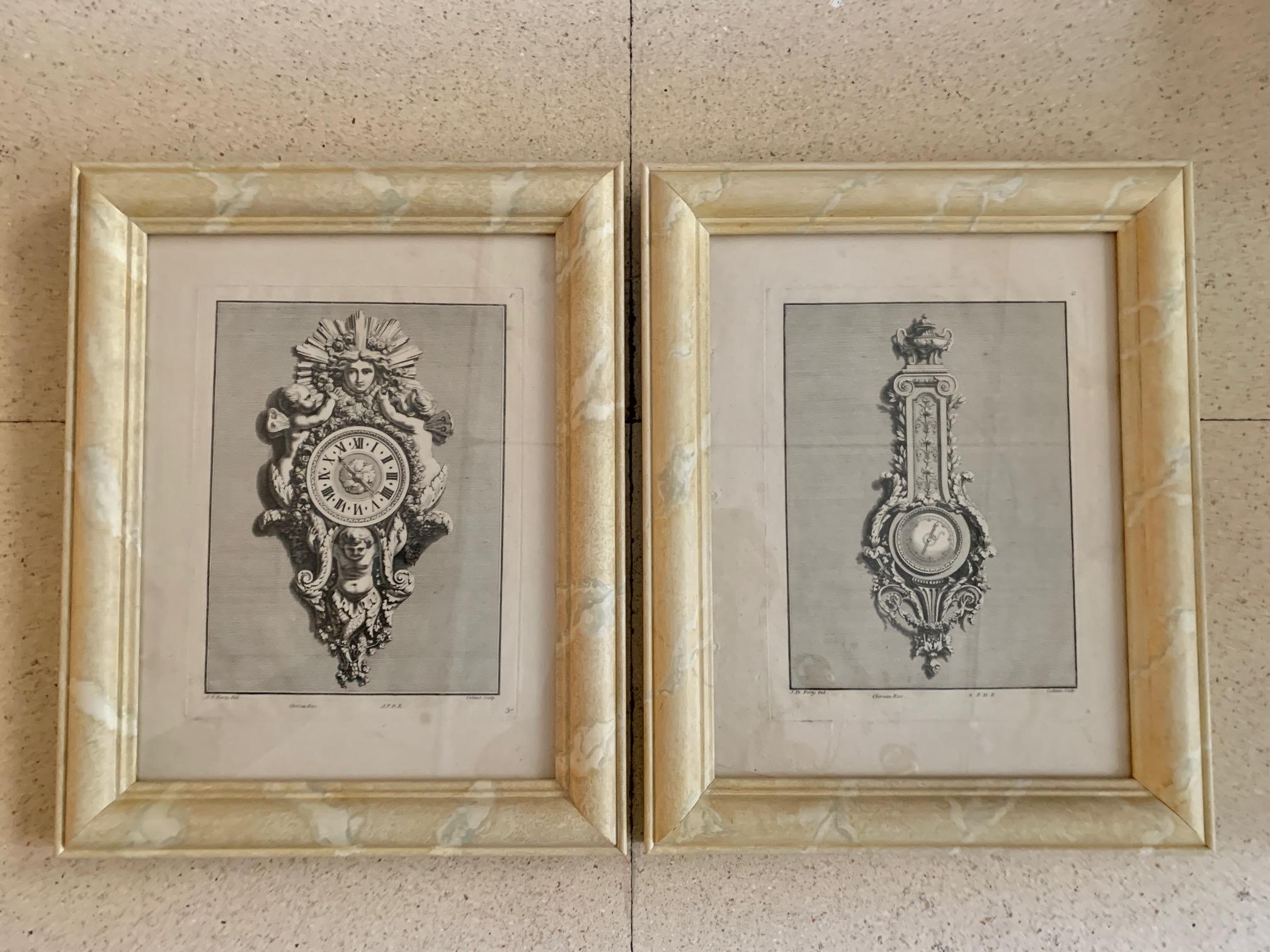 18th Century Set of Six Engraving Design for a Clock by J.F Forty For Sale 9