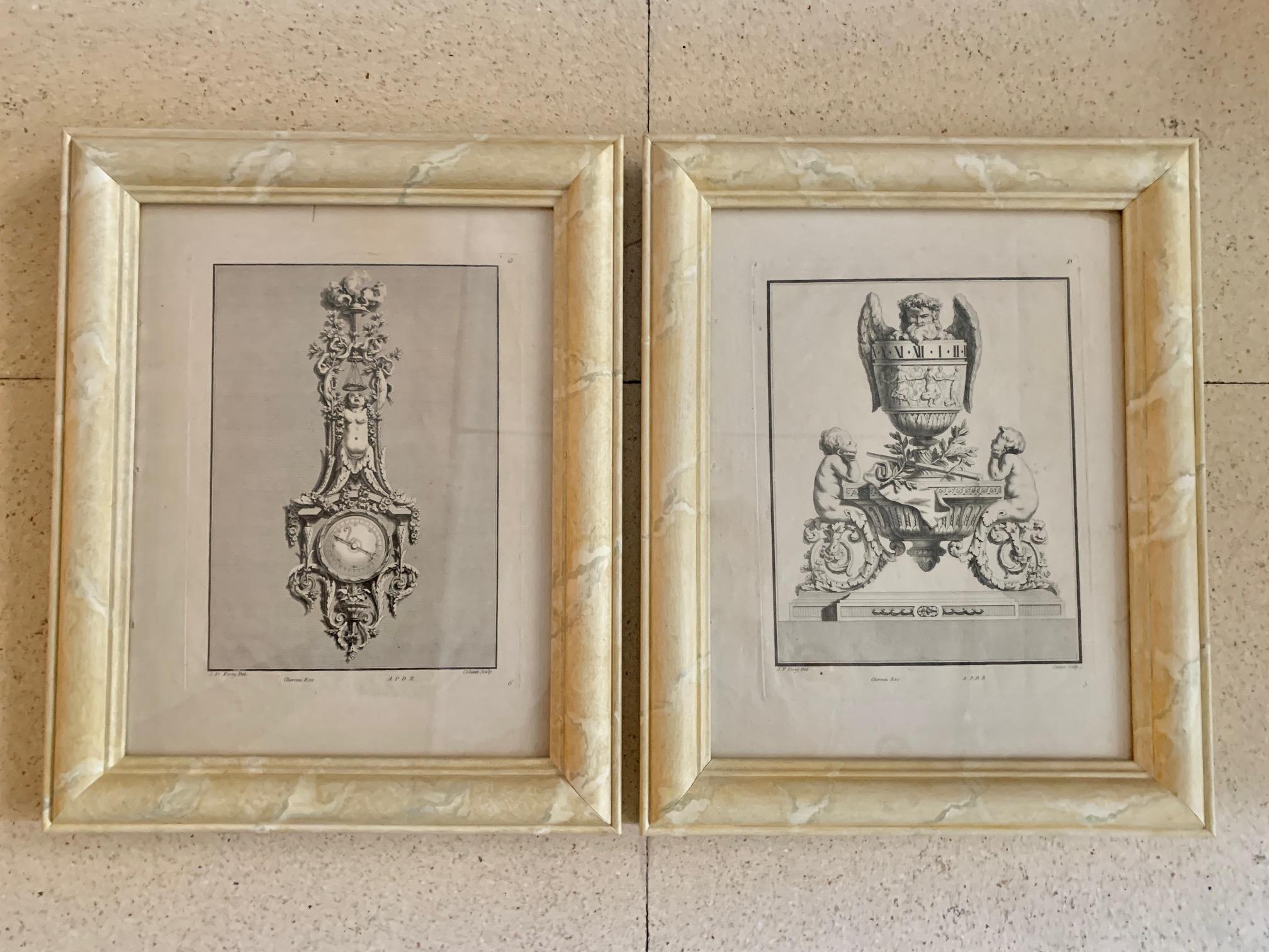 18th Century Set of Six Engraving Design for a Clock by J.F Forty For Sale 10