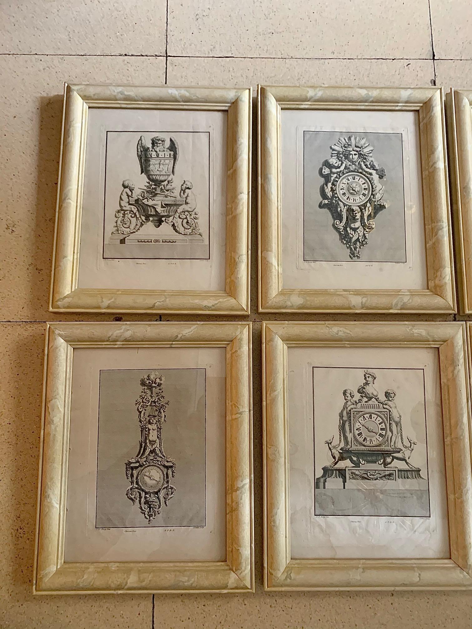 18th Century Set of Six Engraving Design for a Clock by J.F Forty For Sale 2