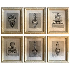 Set di sei incisioni del XVIII secolo per un orologio di J.F Forty