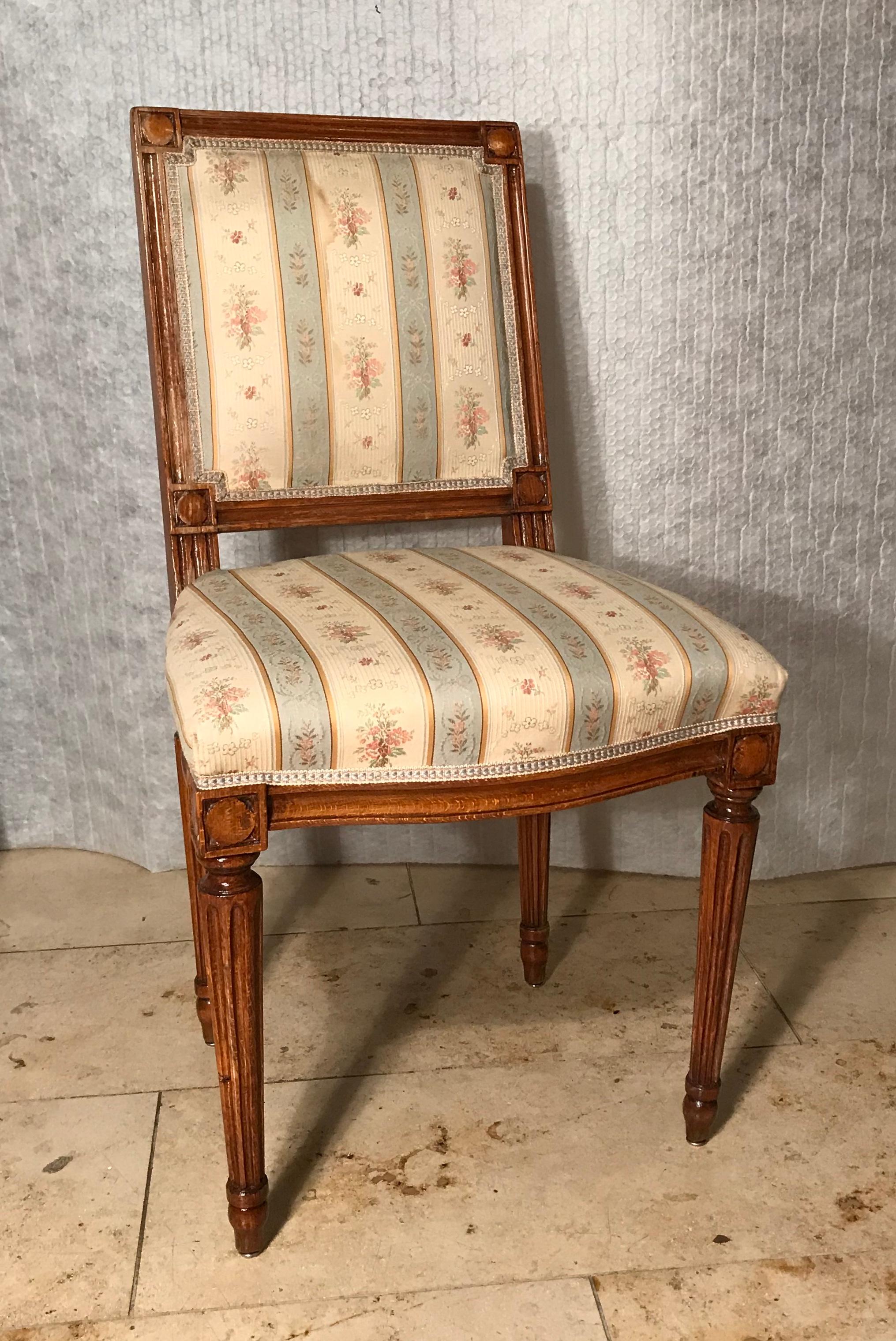 Oak 18th Century Set of Six Louis XVI Chairs