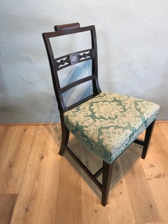 18th Century Set of Six Sheraton Stained Elm Dining Chairs