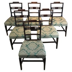18th Century Set of Six Sheraton Stained Elm Dining Chairs