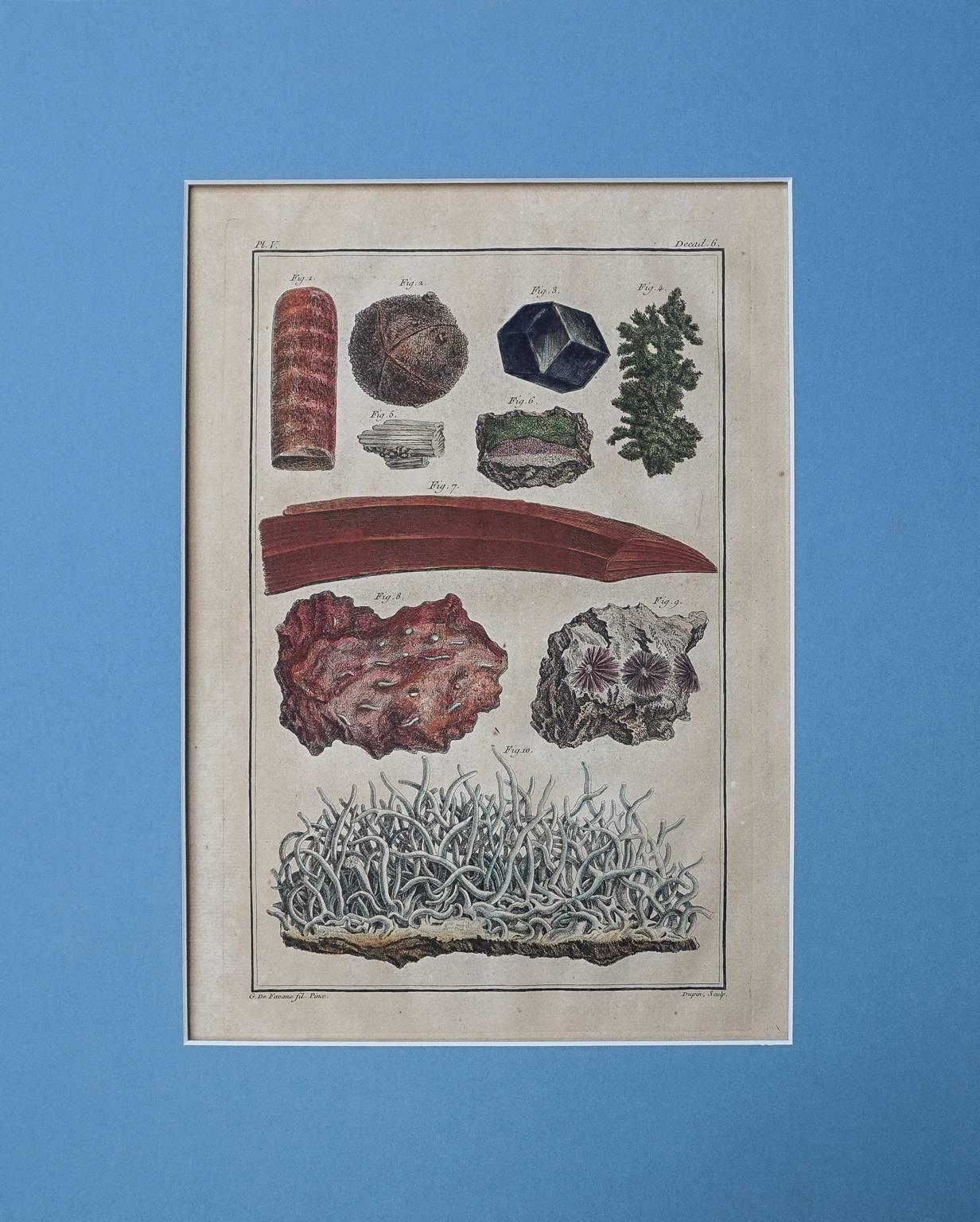 18th Century Set of Ten Hand-Colored Illustrations of Minerals by Joseph Buchoz In Good Condition For Sale In Haarlem, NL