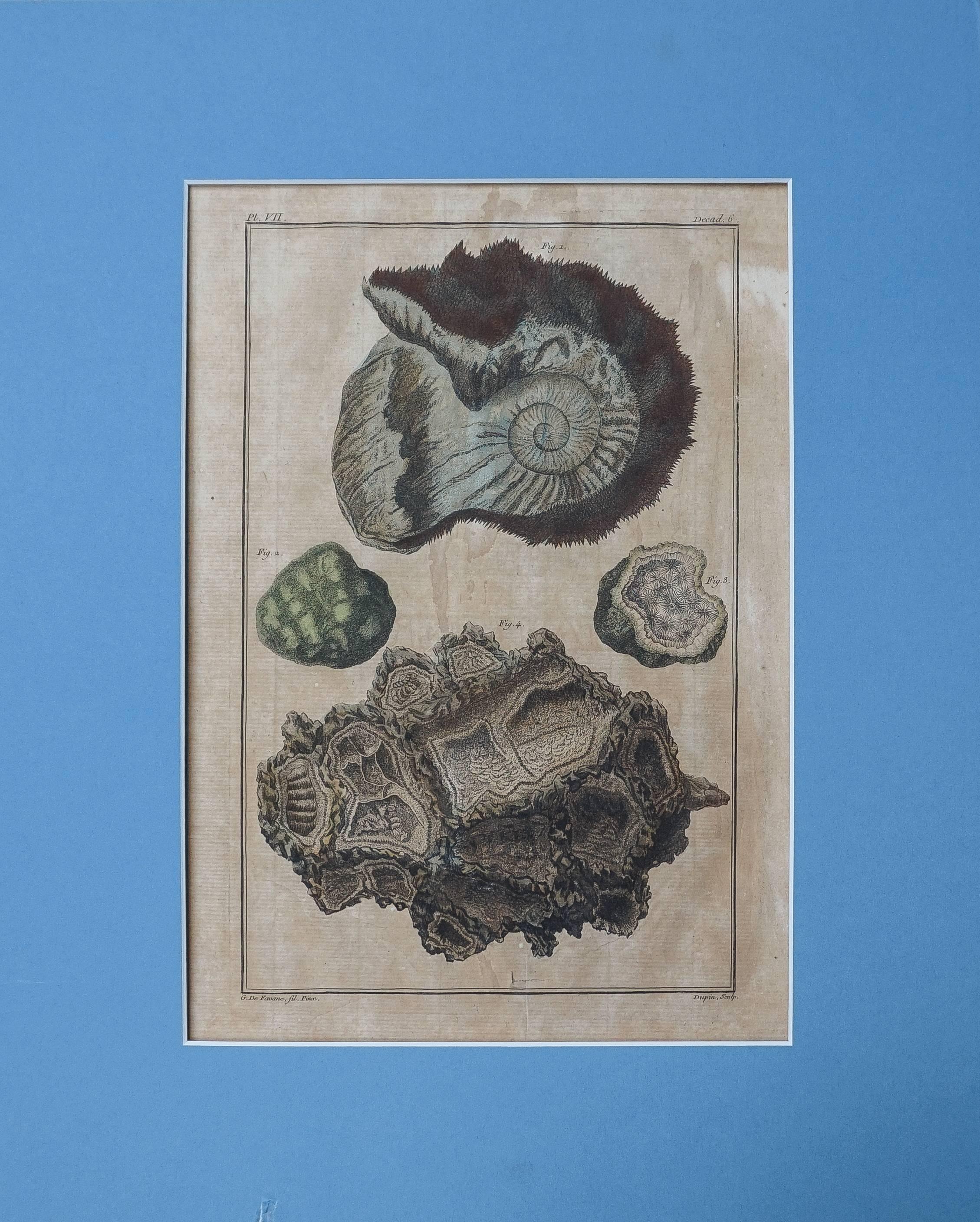 18th Century and Earlier 18th Century Set of Ten Hand-Colored Illustrations of Minerals by Joseph Buchoz For Sale