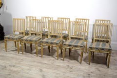 18th Century, Set of Ten Tuscany Neoclassical Lacquered Wood Chairs