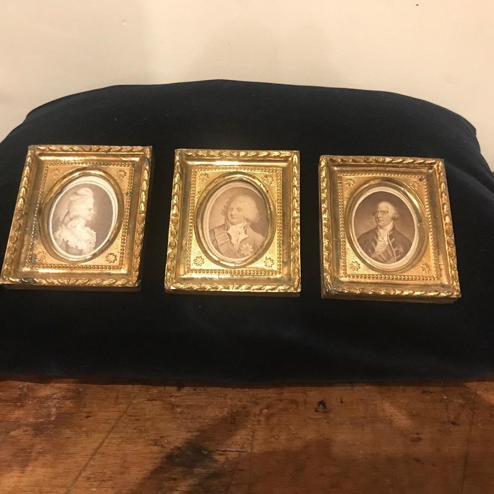 Georgian 18th Century Set of Three Miniature Pressed Brass Frames