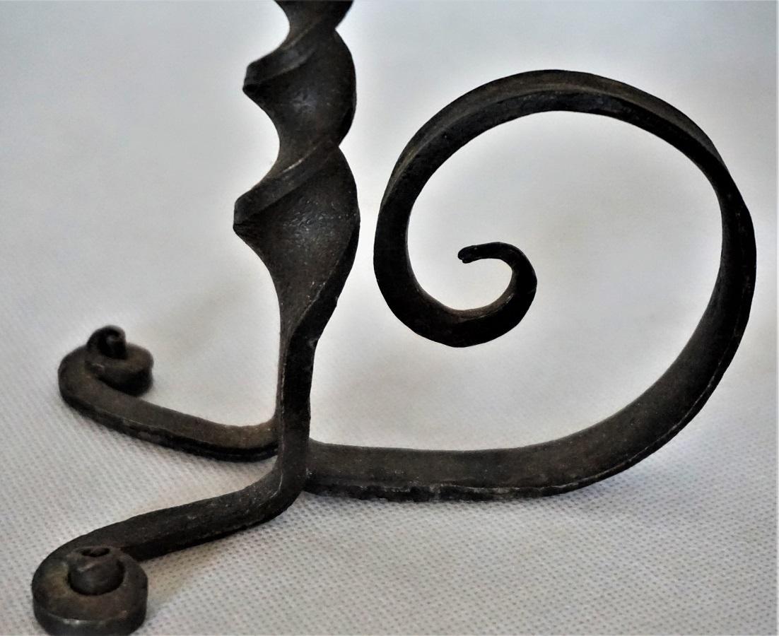 18th Century Set of Two Spanish Hand Forged Iron Church Candleholders 3