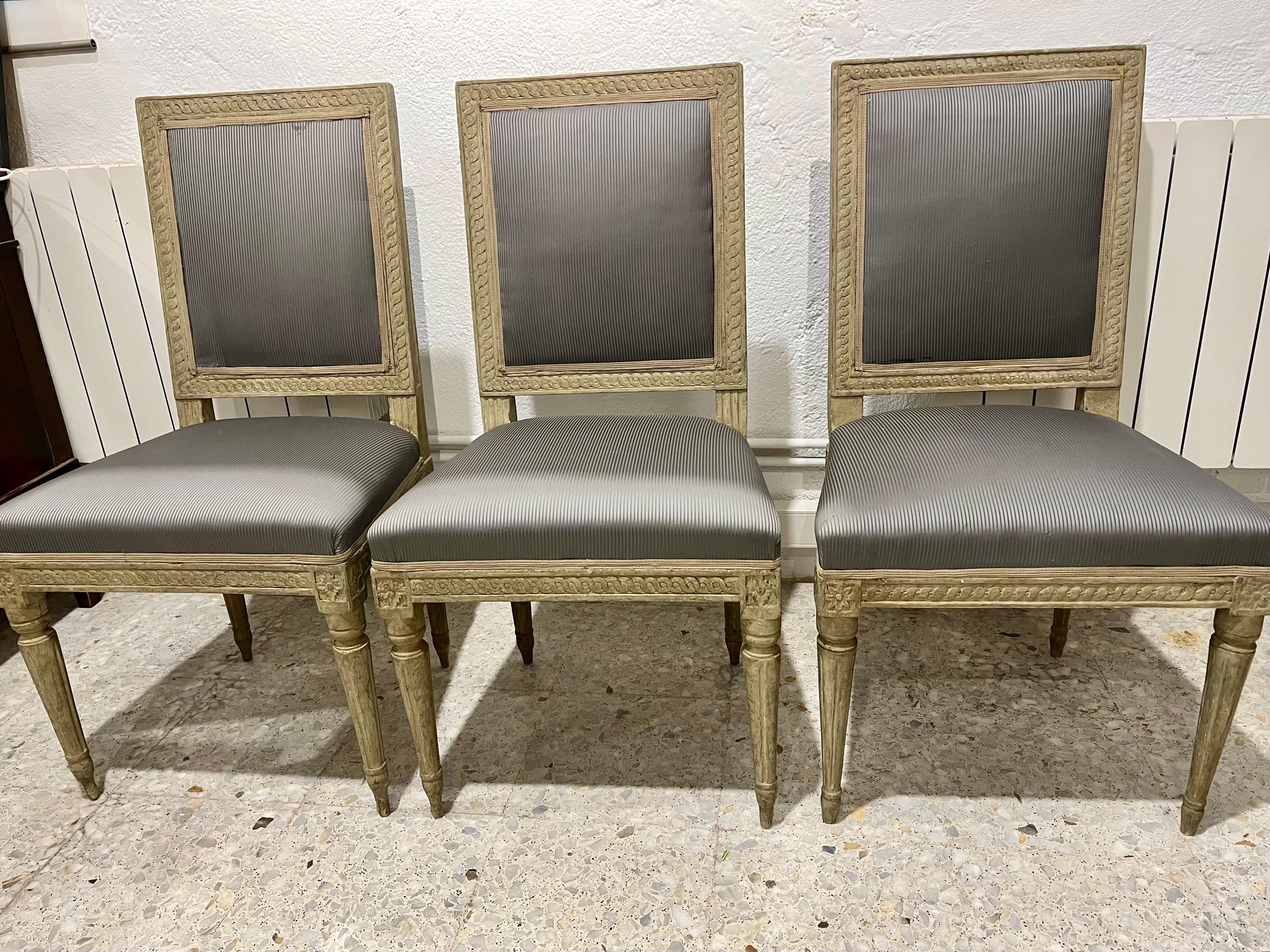 Siglo XVIII Conjunto de seis sillas suecas Periodo Gustaviano en venta 3