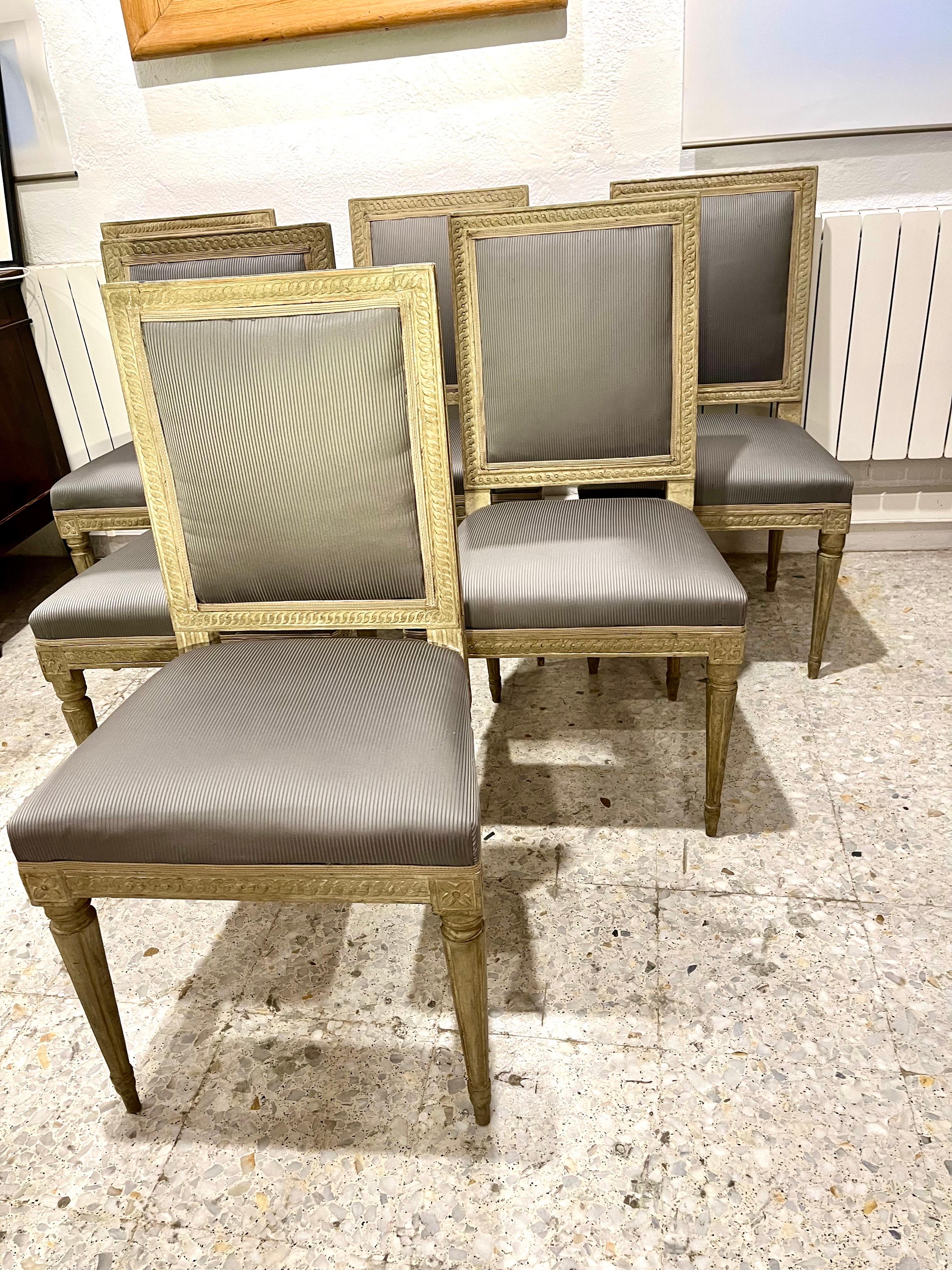 Siglo XVIII Conjunto de seis sillas suecas Periodo Gustaviano en venta 7