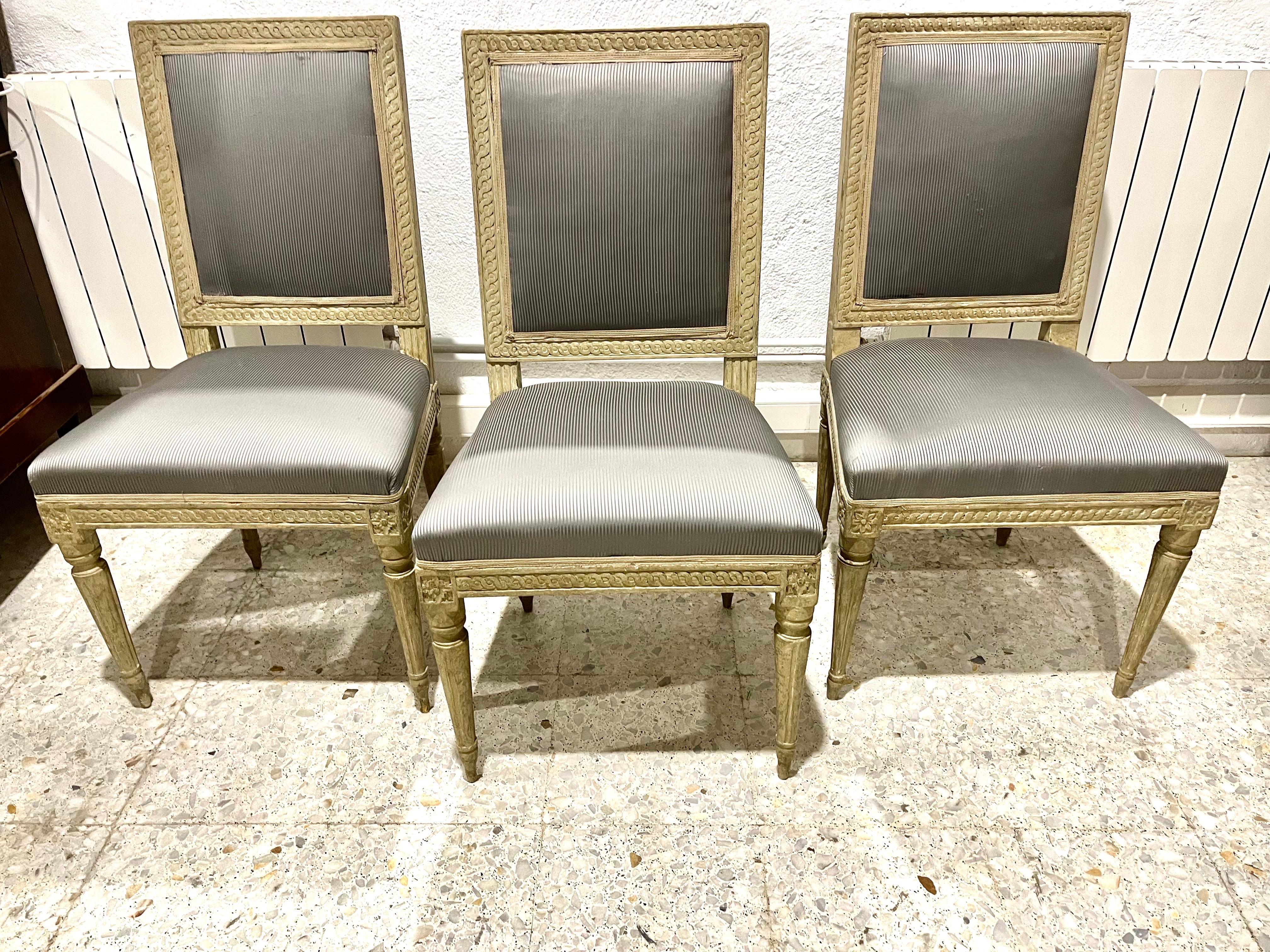 Siglo XVIII Conjunto de seis sillas suecas Periodo Gustaviano en venta 12