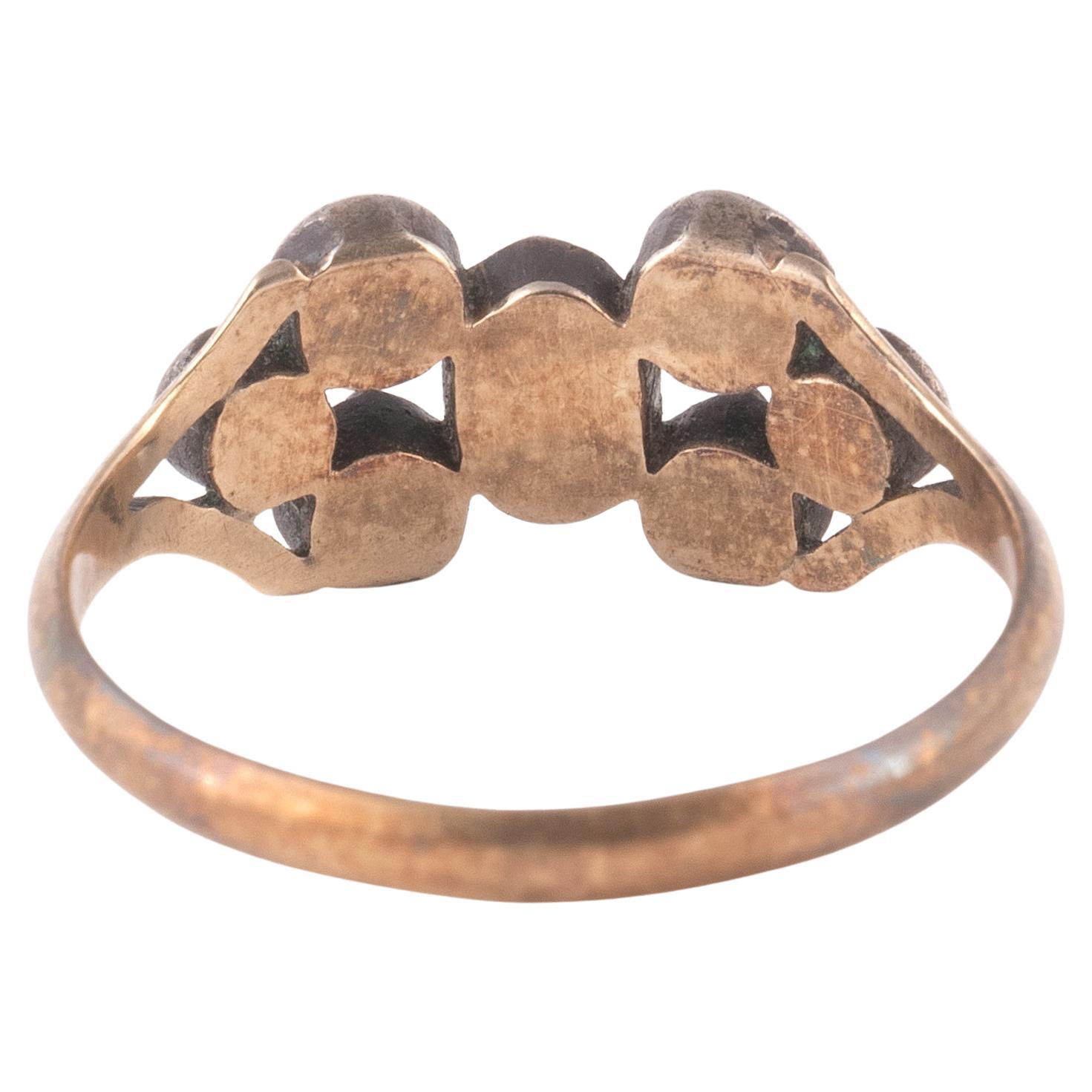 Rose Cut 18th Century Seven-Stone Rose Diamond Bow Ring For Sale