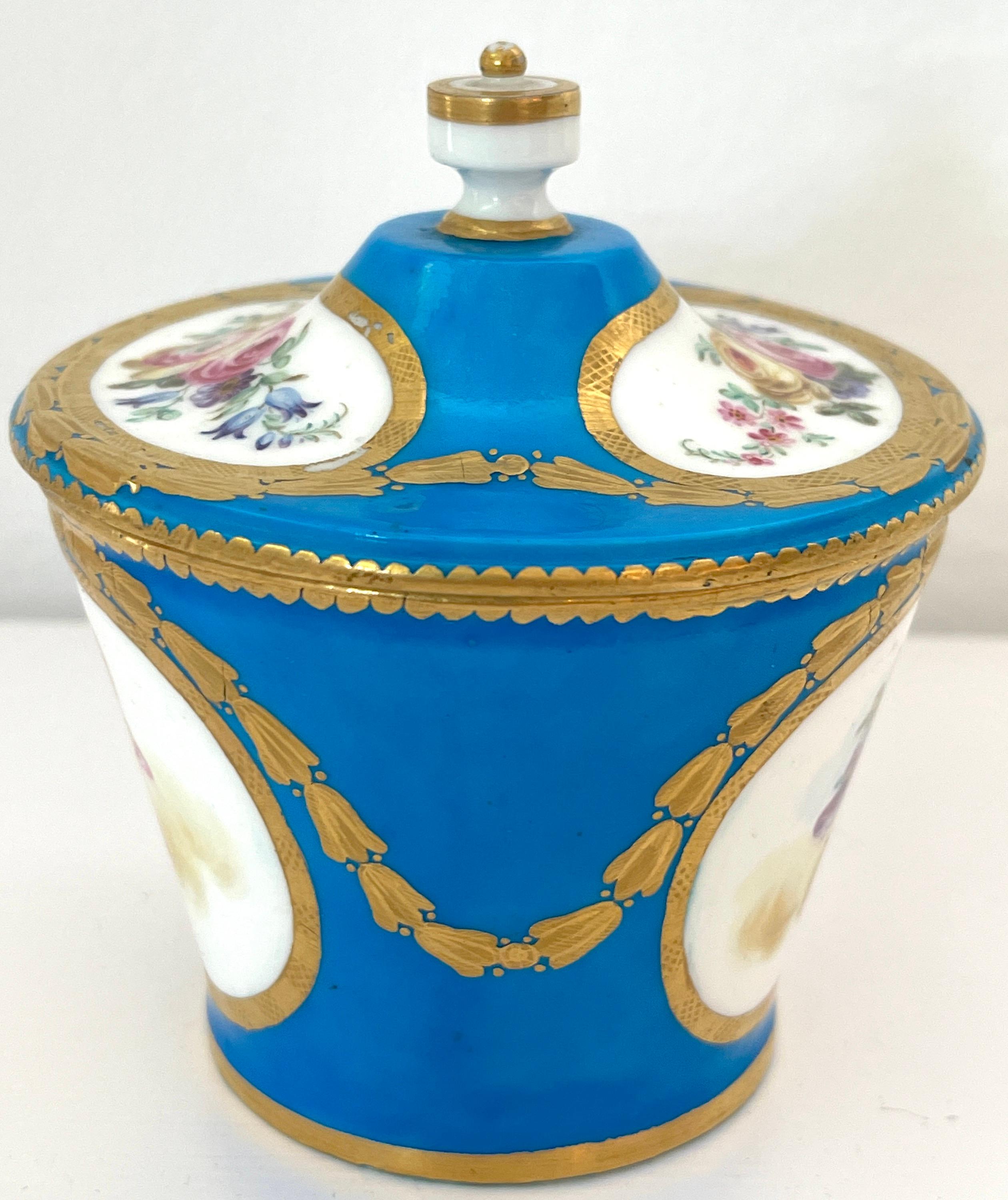 18th Century Sevres Blue Celeste Putti Motif Sugar Box 1767, Special Order For Sale 1