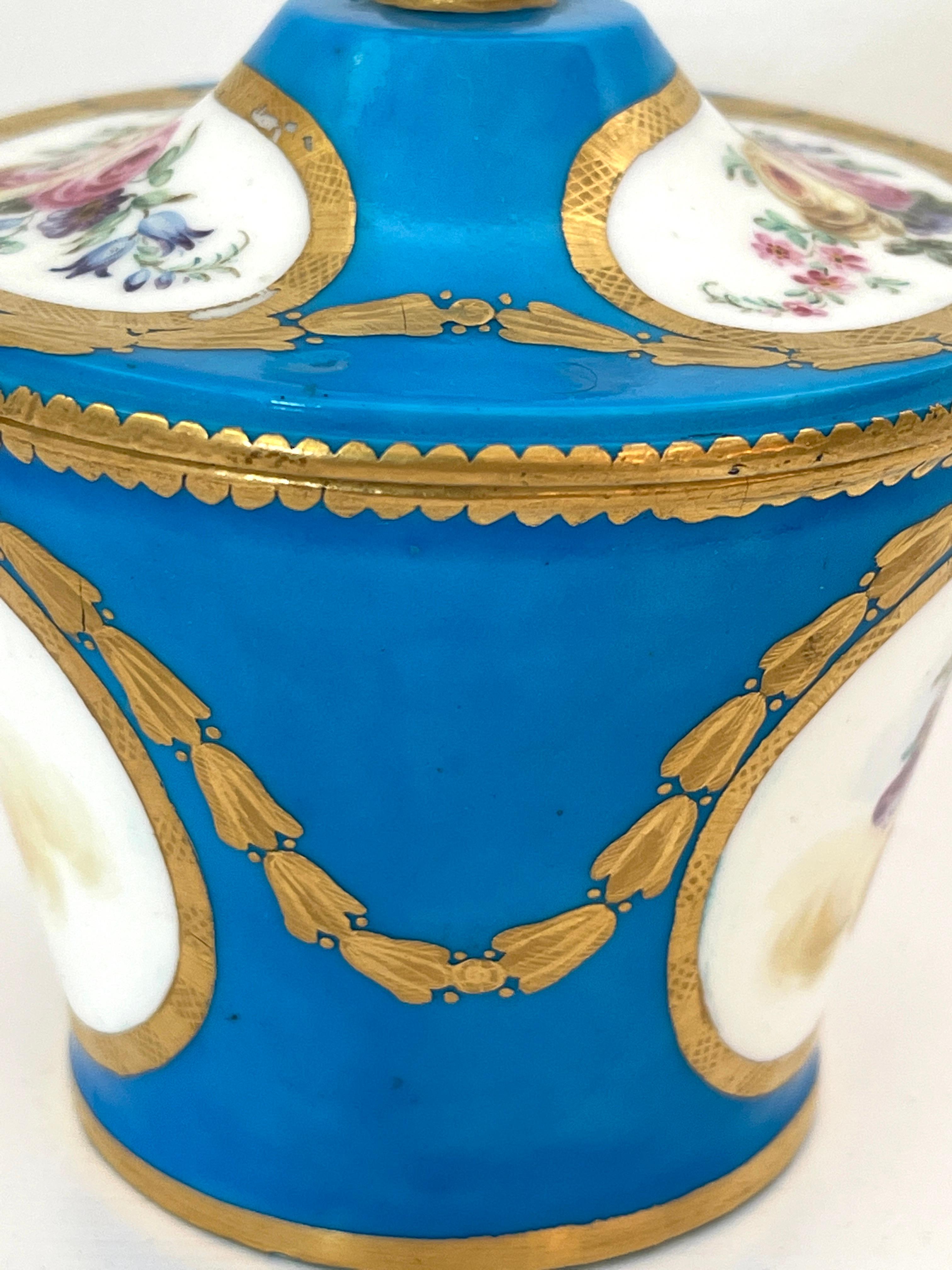 18th Century Sevres Blue Celeste Putti Motif Sugar Box 1767, Special Order For Sale 3