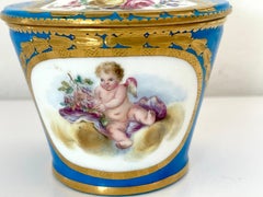 18th Century Sevres Blue Celeste Putti Motif Sugar Box 1767, Special Order