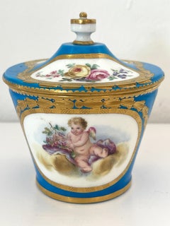 18th Century Sevres Blue Celeste Putti Motif Sugar Box 1767, Special Order