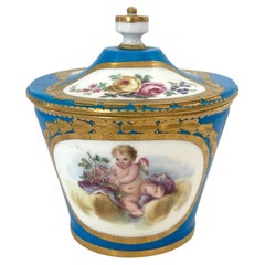 Boîte à sucre à motif de putti en bleu de Sèvres du XVIIIe siècle 1767, Commande spéciale