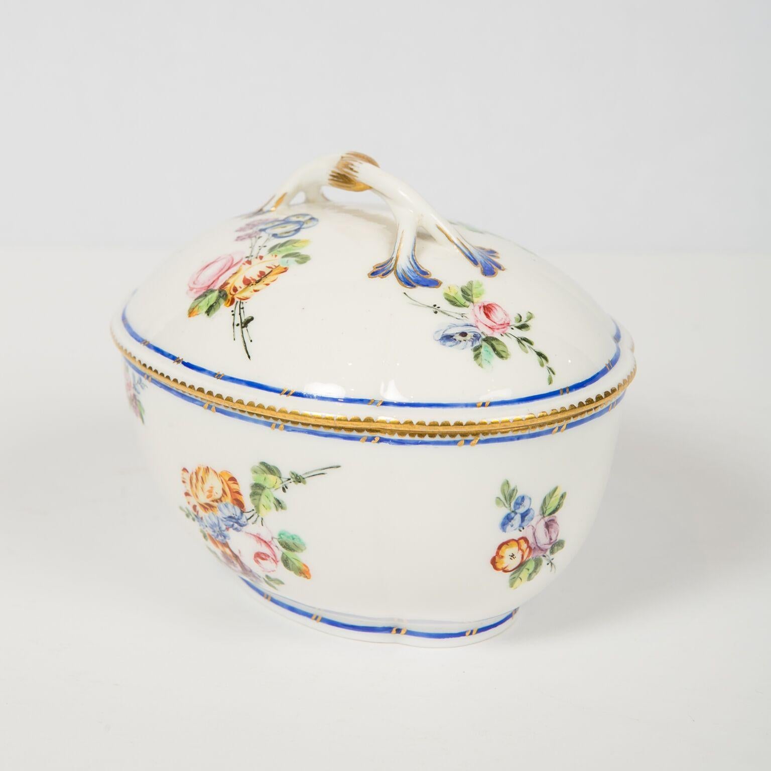 Hand-Painted 18th Century Sèvres Covered Bowl Made in 1764