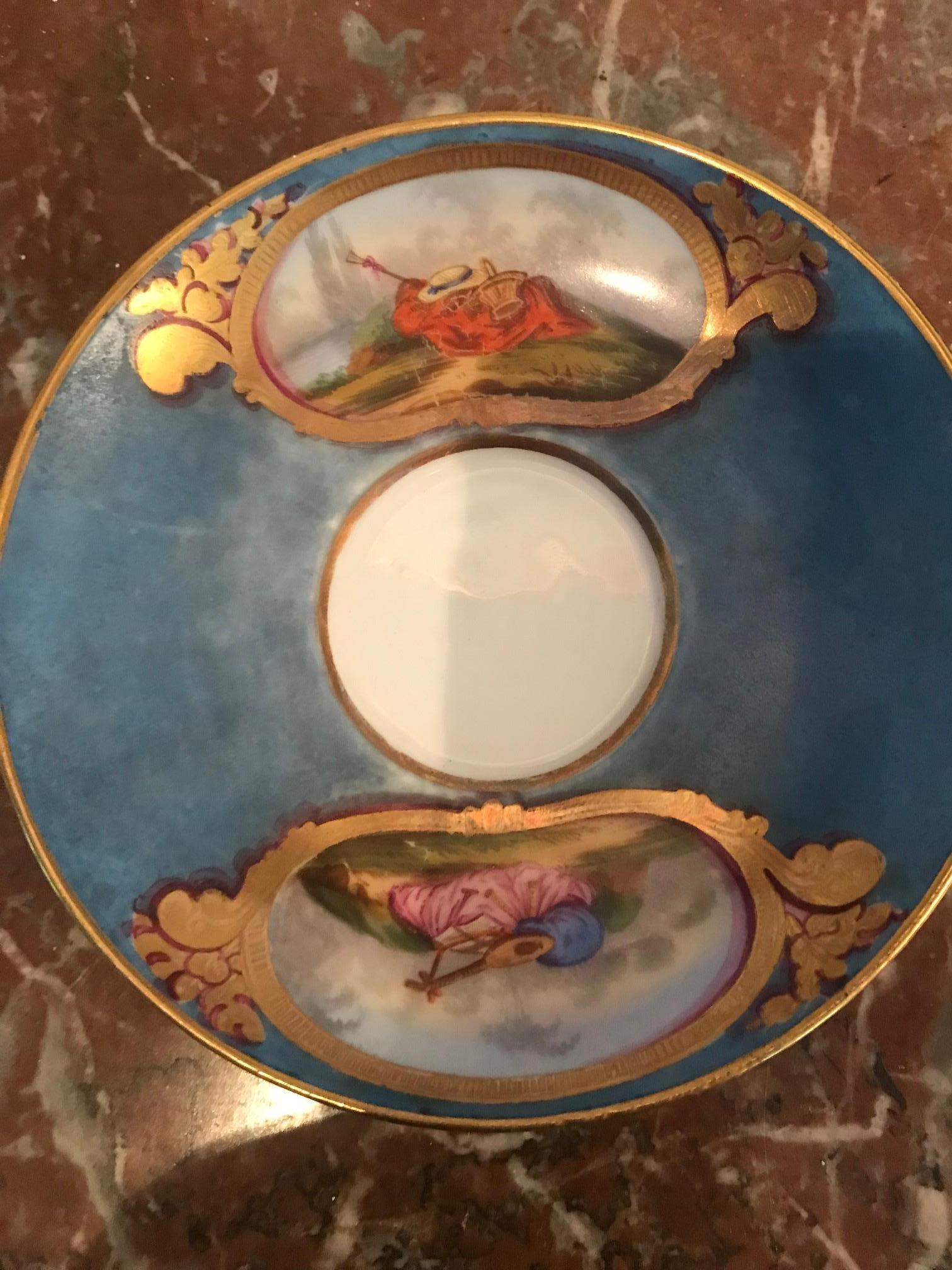 18th Century Sevres Cup and Saucer For Sale 4