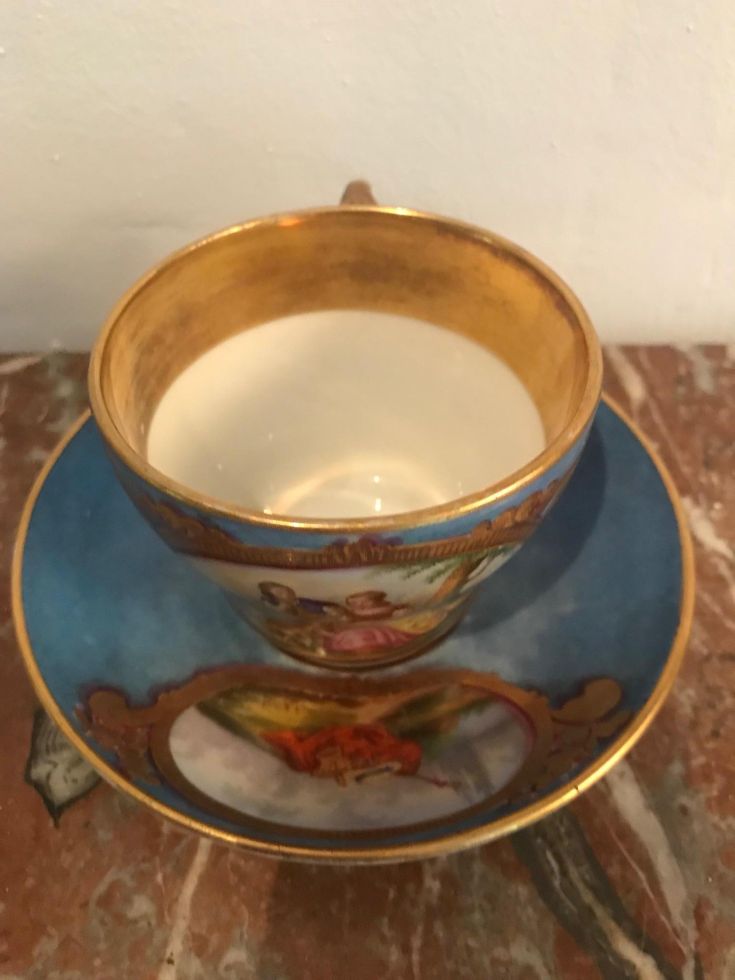 Louis XVI 18th Century Sevres Cup and Saucer For Sale