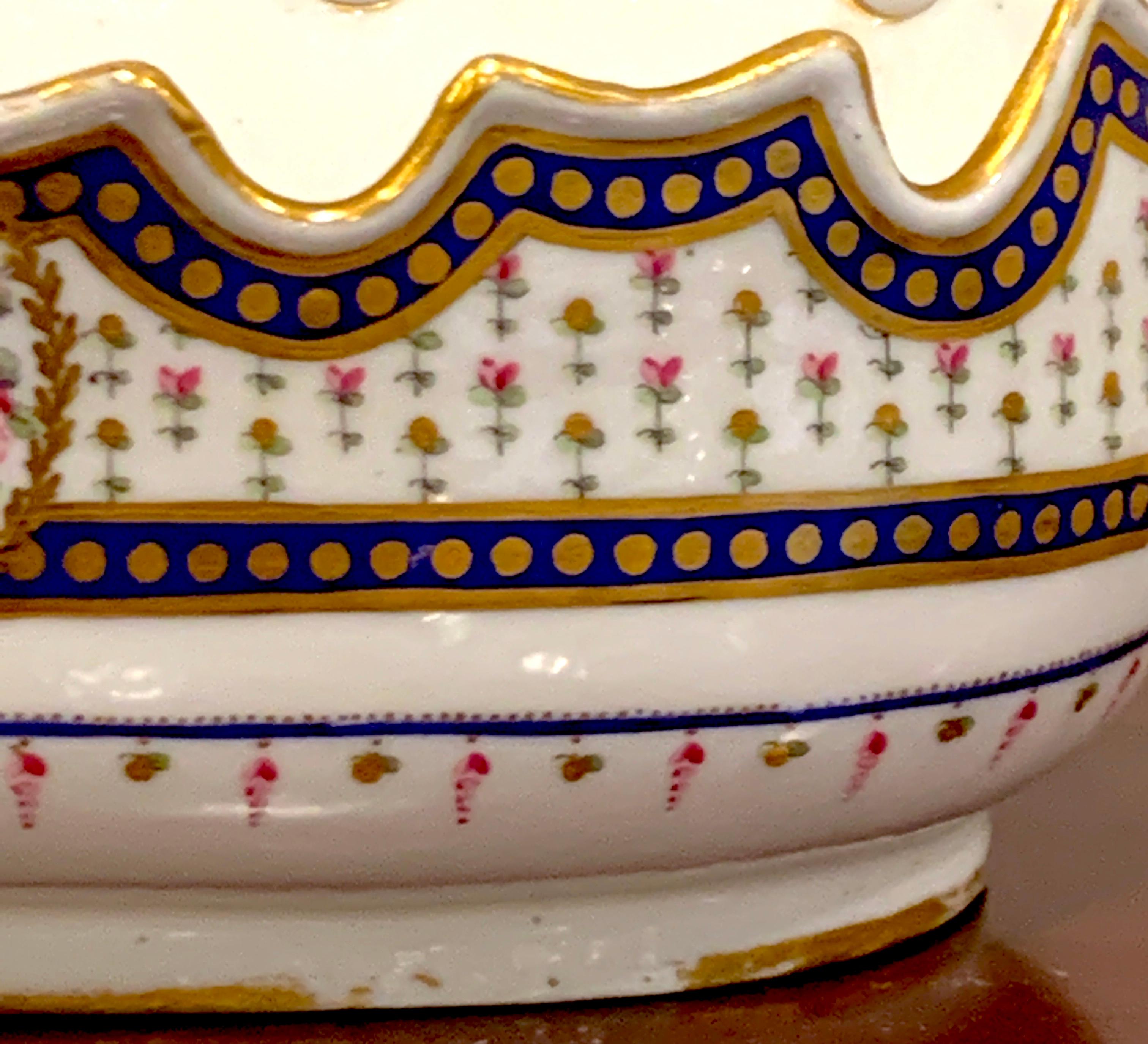 18th Century Sevres Porcelain Floral Painted Monteith Bowl, 1793 3