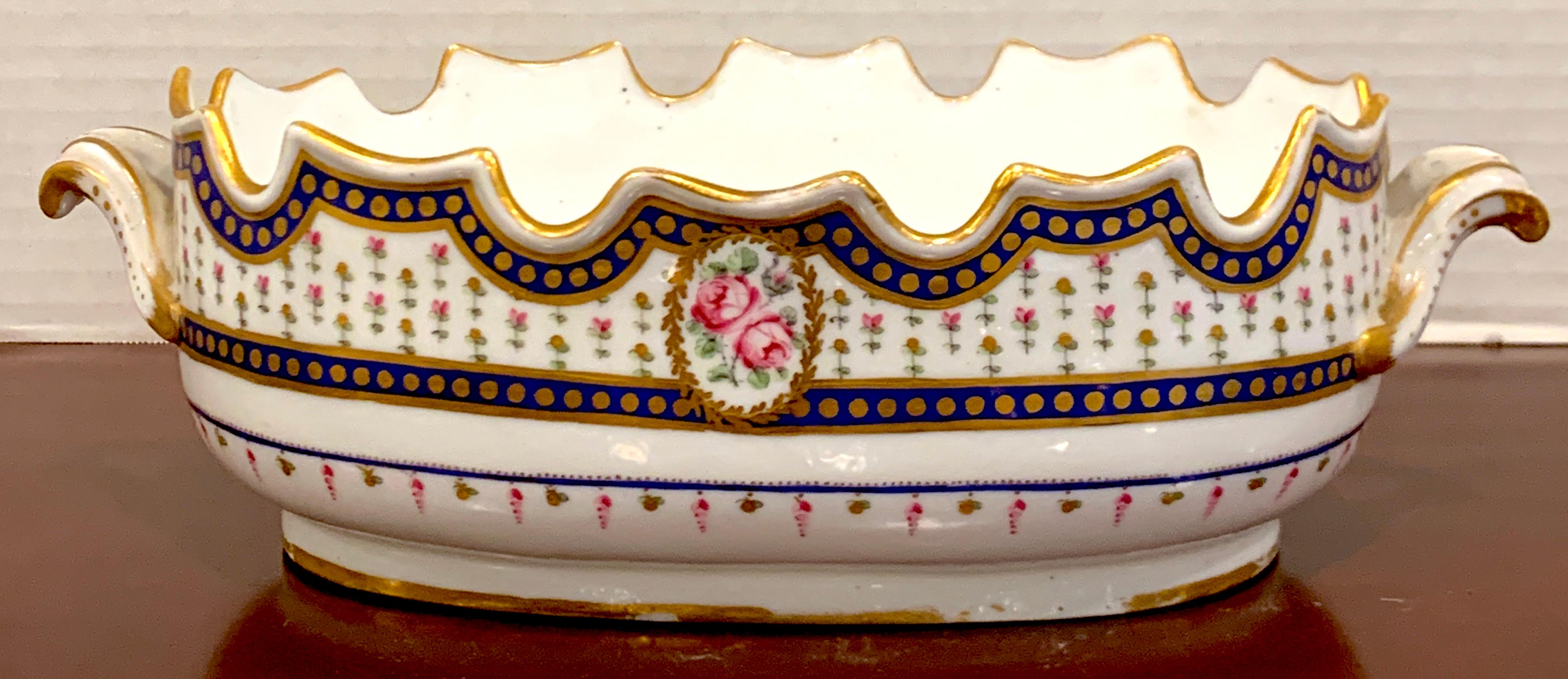 18th Century Sevres Porcelain Floral Painted Monteith Bowl, 1793 In Good Condition In West Palm Beach, FL