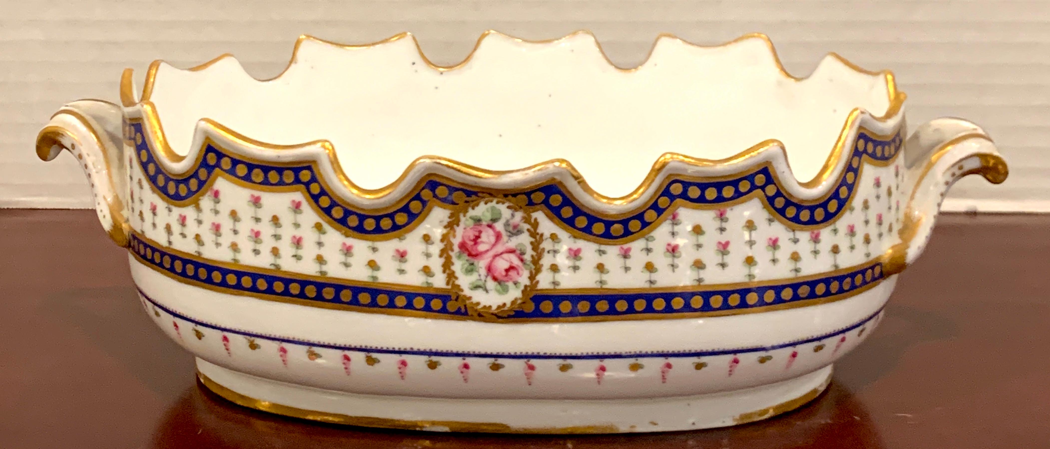 18th Century Sevres Porcelain Floral Painted Monteith Bowl, 1793 1
