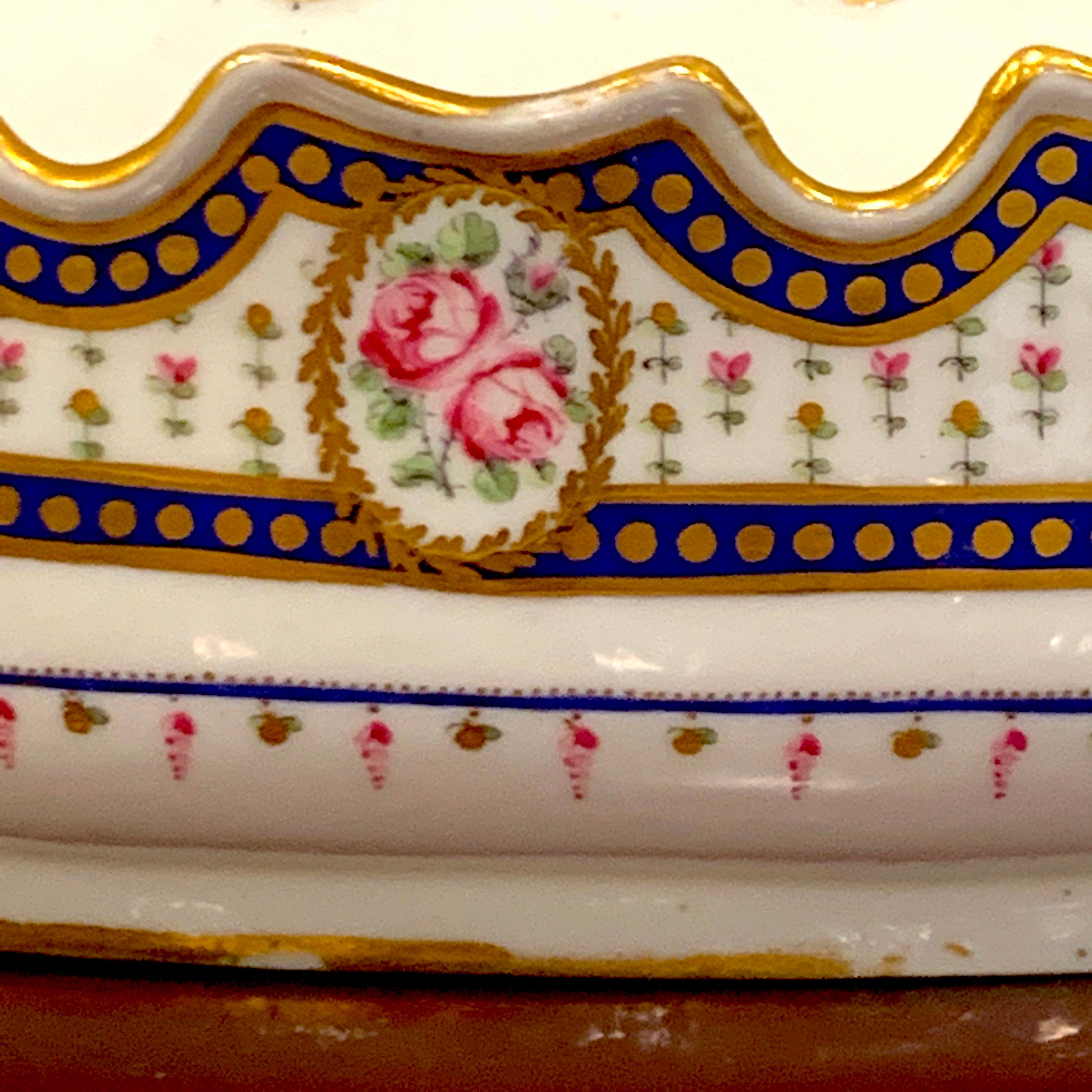 18th Century Sevres Porcelain Floral Painted Monteith Bowl, 1793 2