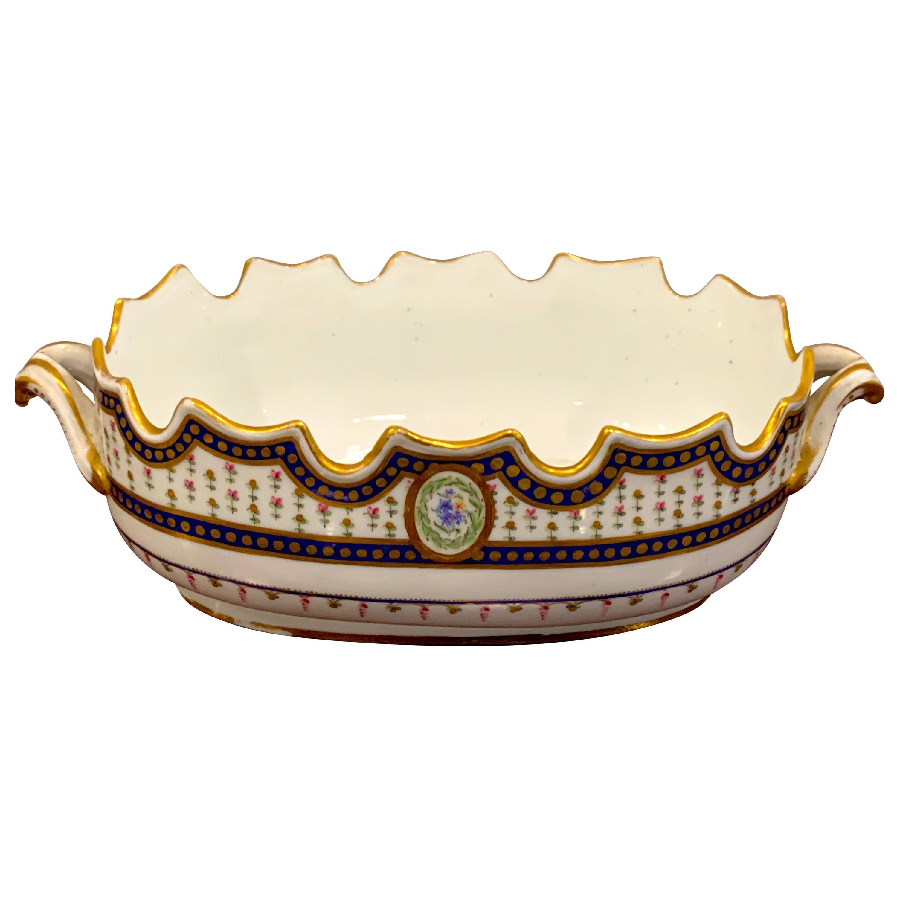 18th Century Sevres Porcelain Floral Painted Monteith Bowl, 1793