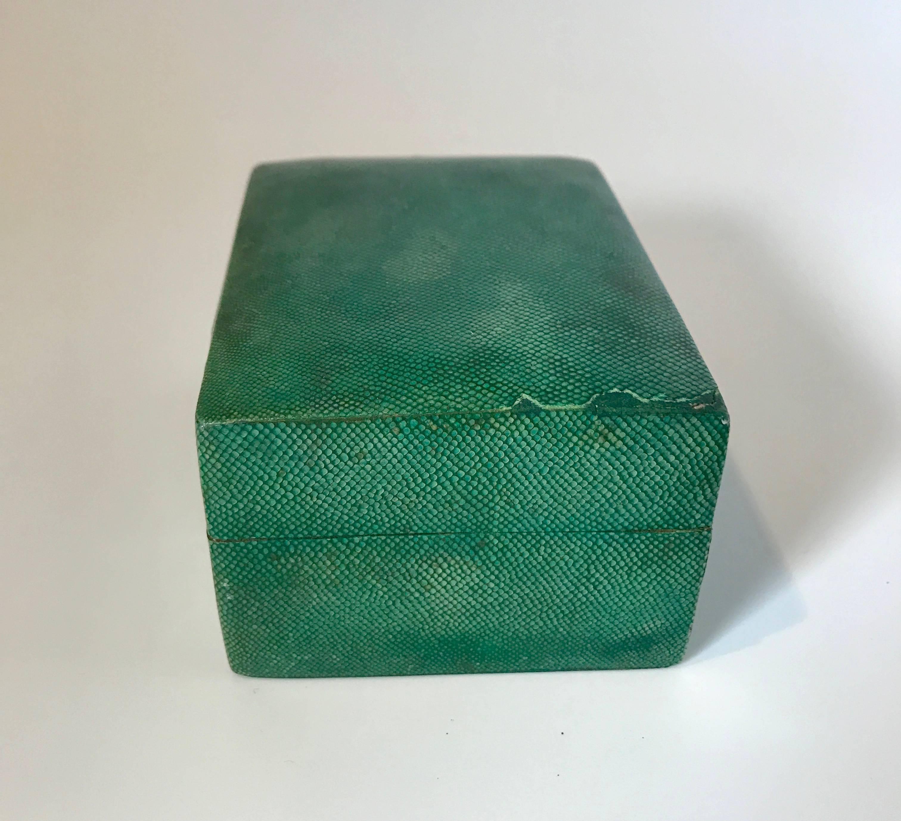 English 18th Century Shagreen Box with Green Leather Interior For Sale